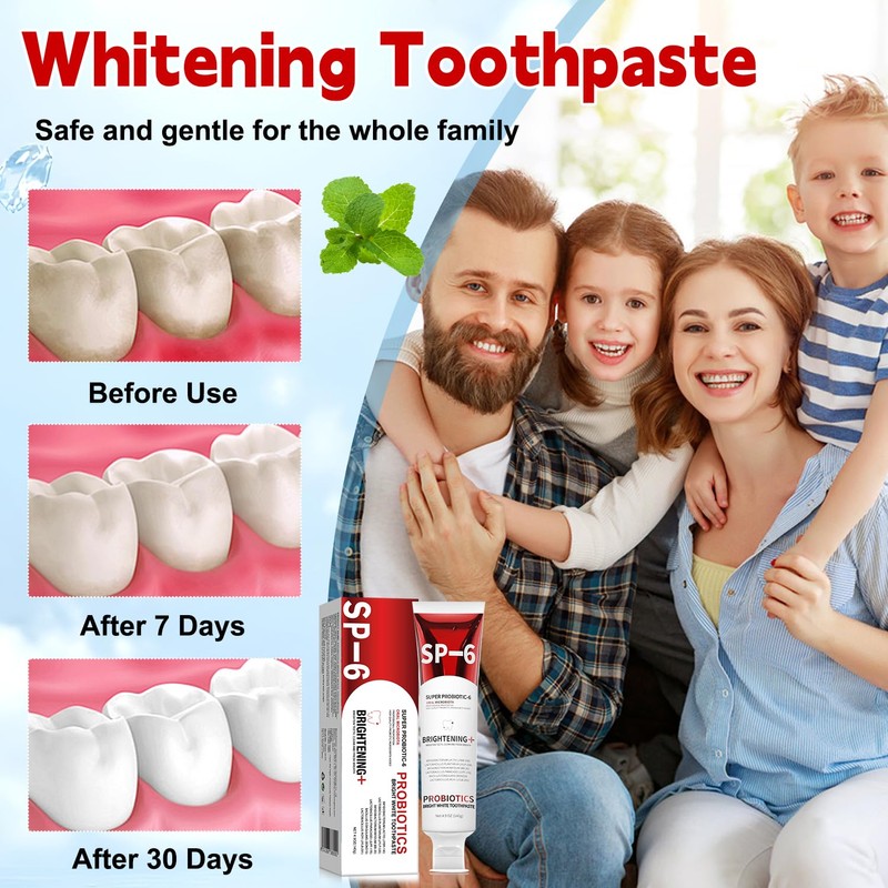Sp-6 Probiotic Brightening Toothpaste, 2PCS 140g Super Probiotic SP-6 Whitening