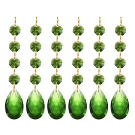 PATIKIL Set of 6 Teardrop Crystal Chandelier Pendant Beads 120mm Long Chanderia Prism Parts Ornaments for DIY Arts Crafts Decoration Green