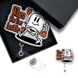 When was Your Last BM，Nurse Badge Reel，Funny ID Card Badge Reel for Nurse Doctor,Badge Reel Retractable with Alligator Clip,for Nursing Doctor Teacher Student Medical Work Office Badge Accessories