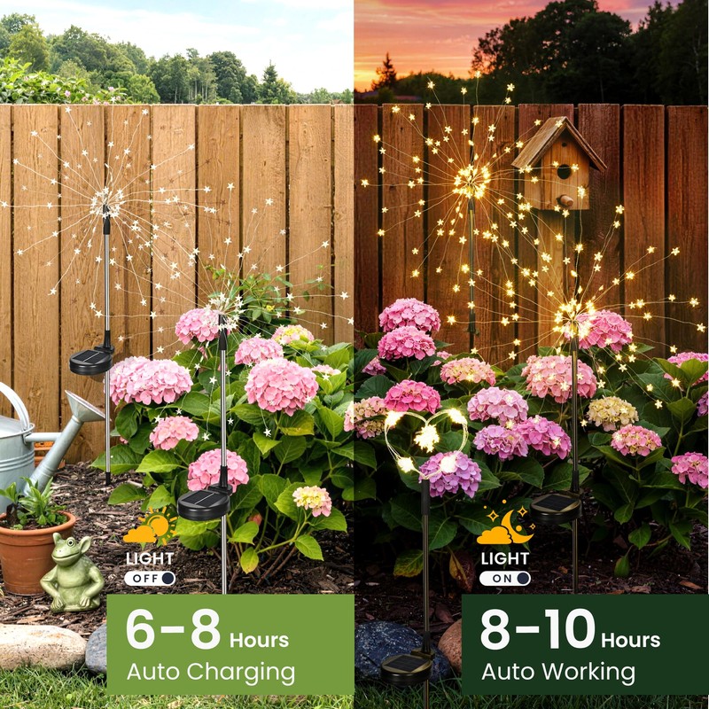 GIGALUMI Solar Lights Outdoor Garden Decor Fireworks Lights, 5 Pack