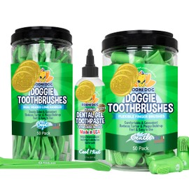 Bodhi Dog 50 Count Long Toothbrushes + 50 Count Finger Toothbrushes + Dental Gel Bundle