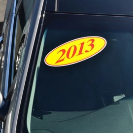 EZ Lettering Car Lot Windshield Stickers Oval Model Year Stickers (20 packs) Red and Yellow