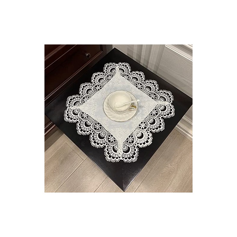 COMFEELING - Mantel cuadrado de encaje de macramé para mesita