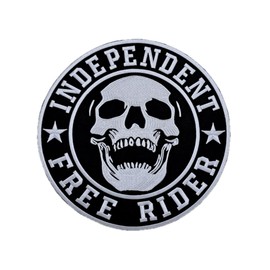 Free Rider Independent Skull Embroidered Iron On Patch Biker Patch Compatible with All Kinds of Clothing for Vests Motorcycle Vests Diameter 23cm