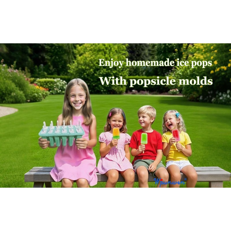 Silicone Popsicle Molds with Sticks Wpunwen 12 Cavity Ice Popsicle