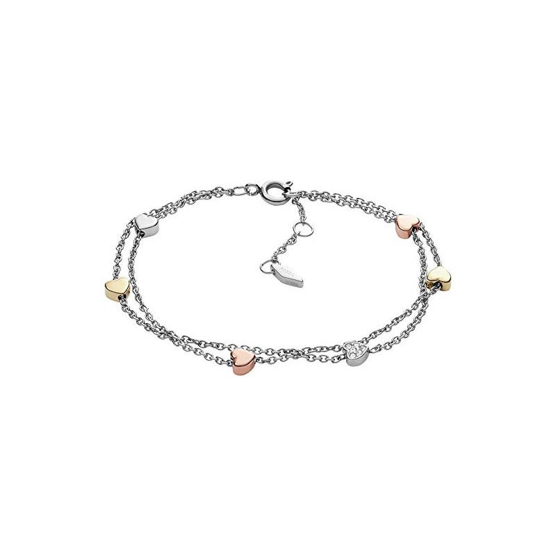 Fossil Women's Tri-Tone Stud Earrings Necklace Bracelet, Stainless Steel