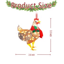 Funny Christmas Animals Ornament 2024, Animals Christmas Ornament, Acrylic Christmas Hanging Ornaments Pendant, Christmas for Friends、Children or Family（2pcs -Chickens）