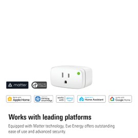 Eve Energy (Matter) - Smart Plug, App and Voice Control, 100% Privacy, Matter Over Thread, Works with Apple Home, Alexa, Google Home, SmartThings