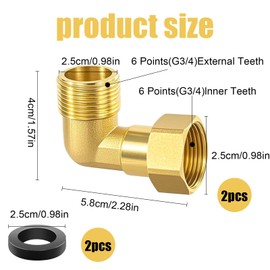 Pack of 2 Brass Movable Screw Connections, Brass Angle 90°, 3/4 Inch IG/AG Screw Connection Off, 3/4 Inch 90 Degree Bend, Movable Screw Connections for Water Installations and Central Heating Systems