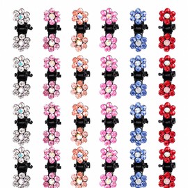 24 Pcs Mini Rhinestone Hair Claw Clip, Metal Small Hair Clips for Women Girl, Flower Hair Accessories