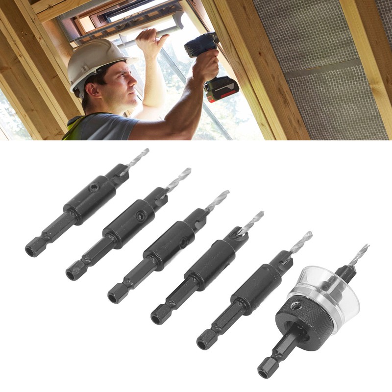 6pcs Countersink Drill Bit Set 82 Degree Chamfer 1/4 Inch