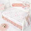 GFU Crib Bedding Set for Girls 4-Piece, Bow Baby Girl
