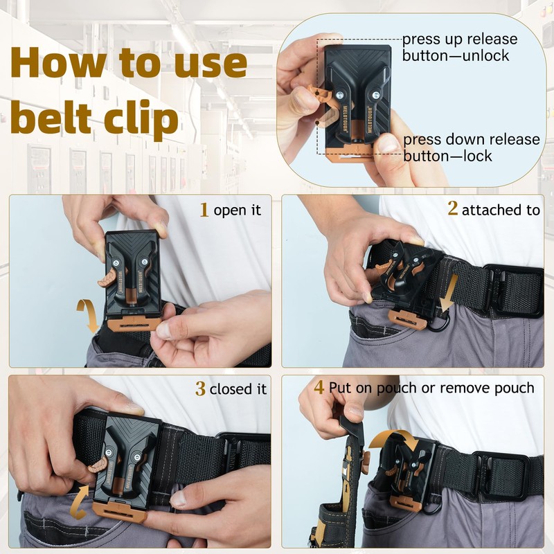 MELOTOUGH Small Tool Pouch with Quick Release Belt Clip,Clip On