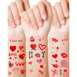 Tatuajes Temporales De Corazón Para Niños 12 Hojas Con Confesiones De Amor Para Decorar Aulas Niños Escuelas Y Cumpleaños 113 Patrones Para Festivales Y Fiestas(Rojo - Amor)