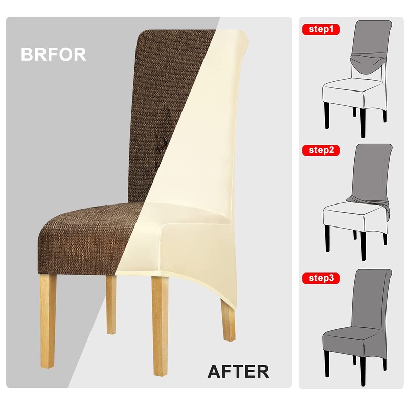 Leorate XL Size Chair Covers Stretch Polyester Chair Slipcover Dining