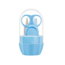 TecHong Baby Nail Clippers and Scissors Set - 4 in 1 Nail Care Pedicure Kit with Cute Case, Baby Nail Clipper, Scissor, Nail File & Tweezer for Newborn, Infant, Toddler, Kids - Blue