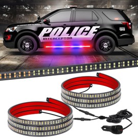 XRIDONSEN 2PCS 60 inch Police Lights Strip 720 LED Running Board Police Light Red Blue Emergency Strobe Flashing Warning Hazard Safety w/Waterproof Flexible Tube for Vehicles Trucks SUV Jeep