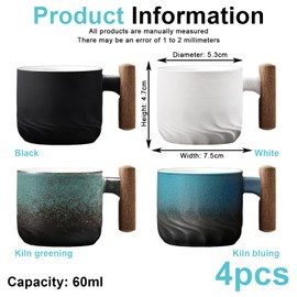 BORDEAG Set of 4 Espresso Cups, 60 ml Premium Espresso Cups with Handle, Ceramic Espresso Cups, Small Espresso Cups Made of Ceramic for Espresso, Tea, Latte