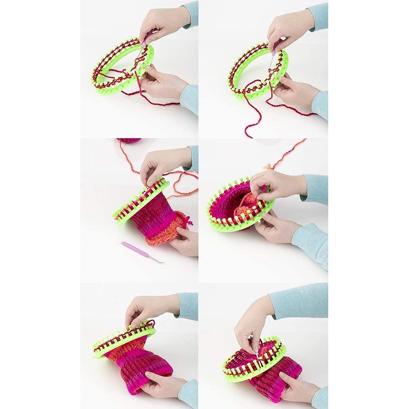 Readaeer Round Knitting Loom Kit with Hook Yarn Needle &