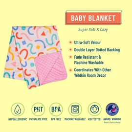Wildkin Plush Baby Blanket – Soft & Cozy Comfort, Ideal for Toddlers, Travel & Daycare - Confetti Peach