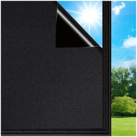 Coavas Blackout Window Film Window Privacy Cover for Glass Removable Opaque Sun Blocking Room Darkening Dark Black Out Window Cover Tint Shades for Home Day Sleep Light Blocker
