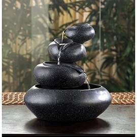 Fountains New Tabletop Water Fountain Four Tier Bowl Indoor Decor Flow Meditation Granite