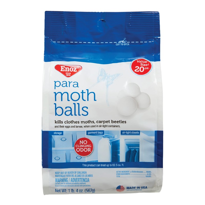 Enoz para Moth Balls with No Clinging Odor: Kills Clothes