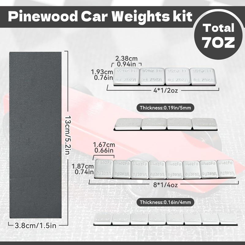 pinedash pro 4oz 12Pcs Derby Weights & 3oz Strip -