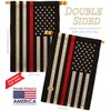 Thin Red Line Burlap House Flags 2 pcs Pack First