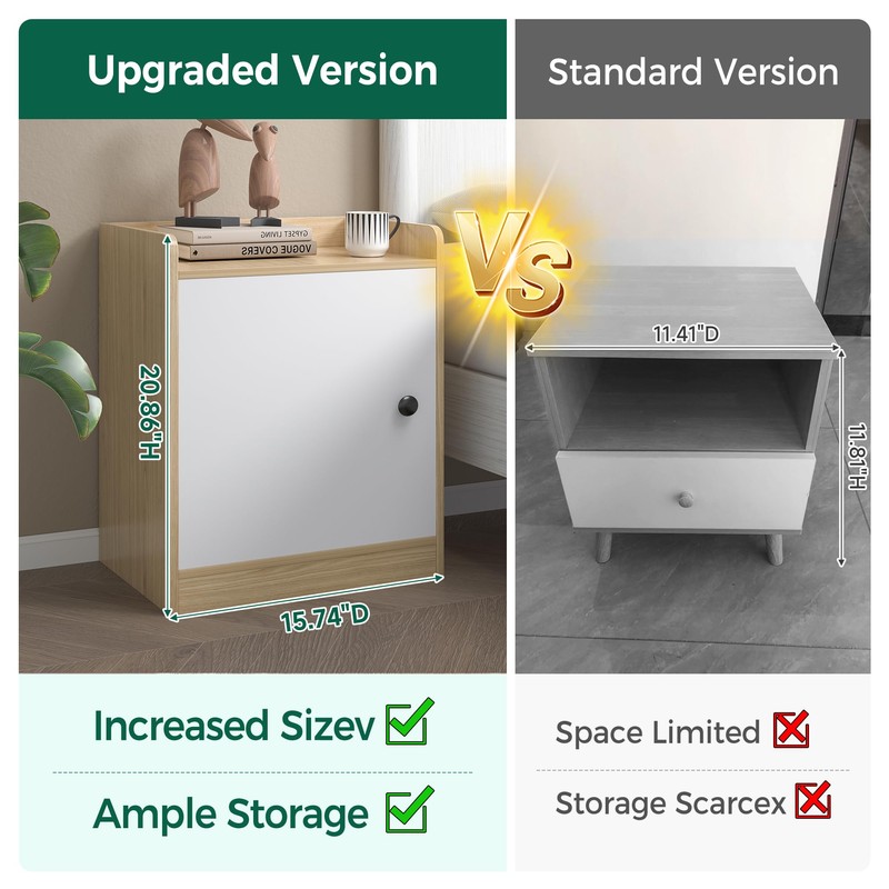 Modern Wooden Nightstand, Durable, Elegant Design for Small Spaces, Wooden
