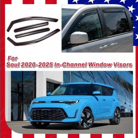 Fits Kia Soul  2024-2025 In-Channel Window Rain Visors Sun Guards Vent Deflector