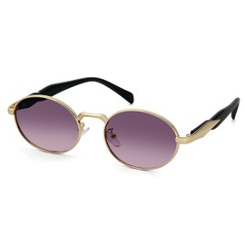 MJEBT Retro Oval Sunglasses for Women, Classic Sunglasses Designer Shades Trendy UV Protection Sun Glasses（Gold/Dark Pink）