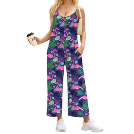 MAKABO 2025 Purple Jumpsuits for Women Casual, Loose Fit Sleeveless One Piece Flowy Dressy Rompers with Pockets for Summer, S