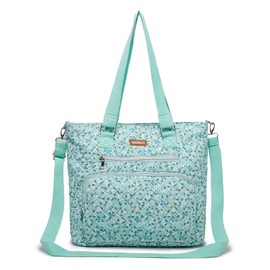 WEIBIN Tote Bag for Women,Large Zippered Multi Pockets Shoulder Handbag,Ladies Crossbody Purse,Fashion Floral Quilted Cotton Top Handle Satchel Handbags