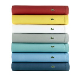 Lacoste 100% Cotton Percale Sheet Set, Solid, Plum, Queen