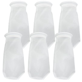 AQUA KT Aquarium 200um Micro Nylon Filter Sock Bag 4 Inch Ring Diameter 10 Inch Length for Fish Tank Filter System, Pack of 6