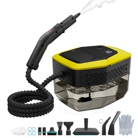 Heapsion Steam Cleaner, Steamer for Cleaning with 15s Fast Heat-Up, 6 Adjustable Levels, 12-Piece Accessories, 1500W Portable Steam Cleaner for Grout, Tiles, Kitchen, Car Detailing, Yellow