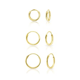 Set of 3 Gold Sleeper Earrings for Women - Gold Hoop Earrings - Small Hoops Gold - Helix Hoops Gold - Gold Plated Hoop Earrings