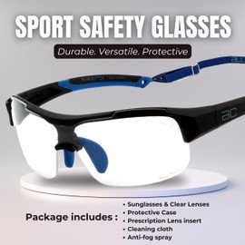 BLUE CUT Sports Safety Goggles Interchangeable Sun Lens Anti Fog UV Protection Indoor Outdoor Pickleball Cycling Basketball