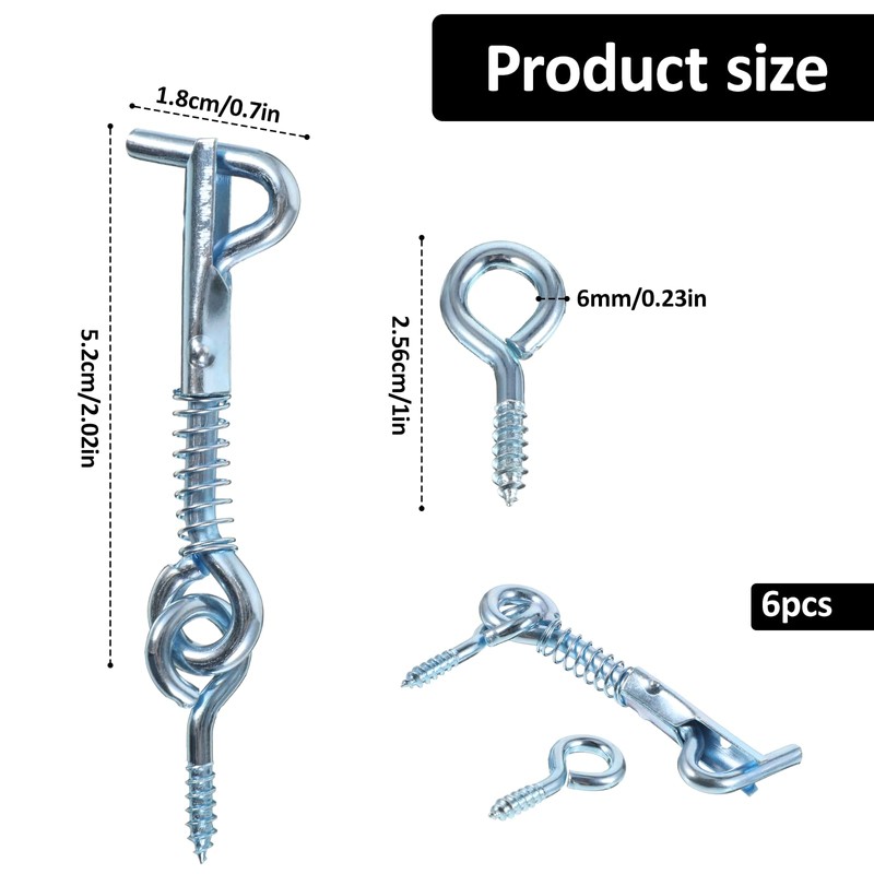 6 Pack Safety Hook and Eye Latch, 2 Inch Stainless