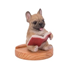 Oubia H22351 French Bulldog Watching Books Smartphone Stand 3.3 x 3.0 x 3.5 inches (8.5 x 7.5 x 9 cm) Doll Figurine Figurine Animal Garden Decoration Dog Dog