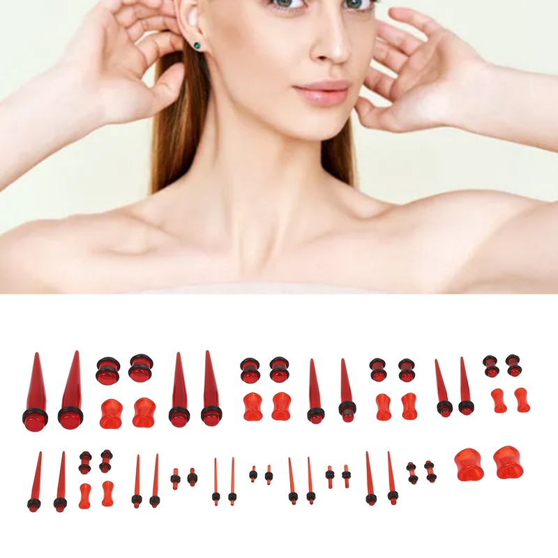 48pcs Ear Stretching Kit Heart Shaped Various Sizes Acrylic Tapers