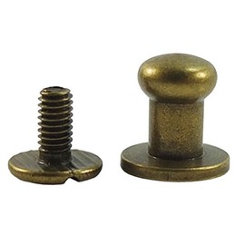 Bluemoona 50 Sets - Head Button 6mm 1/4 Brass Stud Screwback Screw Back Spots for Leather Rivet Bronze