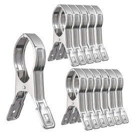 [ShuaWdk] Clothespins, Stainless Steel Futon Shears, Beach Chair Clips (Large) 4.7 inches (12 cm) Rod Pinch, Strong, Windproof Protection, For Securing Hangers, Rod Clip For Hanging Clothes, Pinch