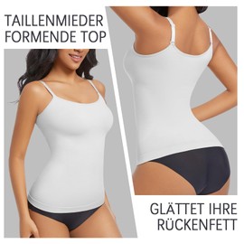 ONEW Shapewear Undershirt Women's Tummy Control Shaping Tops with Spaghetti Straps Compression Strap Top Waist Trainer Body Shaper Seamless Shaping Camisole Vest Top, White