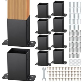 VEVOR 4x4 Post Bracket, 10PC Post Base Brackets, Inner Size 3.6"x3.6" Heavy Duty Powder-Coated Post Anchor Matte Black Wood Post Brackets for Pavilion Deck Railing Support Deck Base Plate