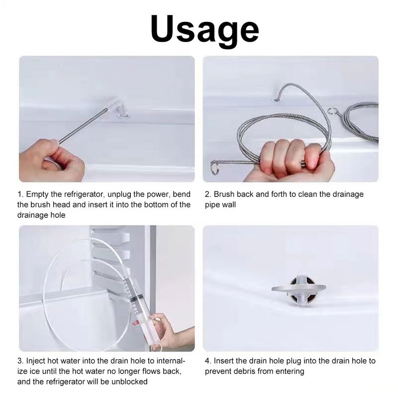 5 Pcs Fridge Drain Hole Cleaning Tool,Fridge Dredger Set,Refrigerator Drain