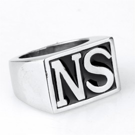 Oakky Jewelry Men's Stainless Steel Biker Rings, NS, Vintage, Silver and Black, Size 14