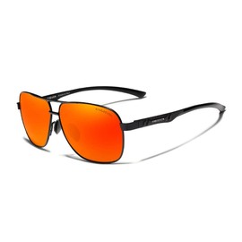 KINGSEVEN 2023 Marke Männer Aluminium Sonnenbrille Polarisierte UV400 Spiegel Männliche Sonnenbrille Frauen für Männer Oculos de sol (Schwarz Rot)