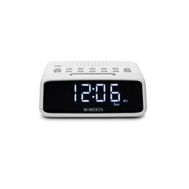 Roberts ORTUSFM FM Digital Clock Radio with Bluetooth, Alarms and a Large LCD Display, White